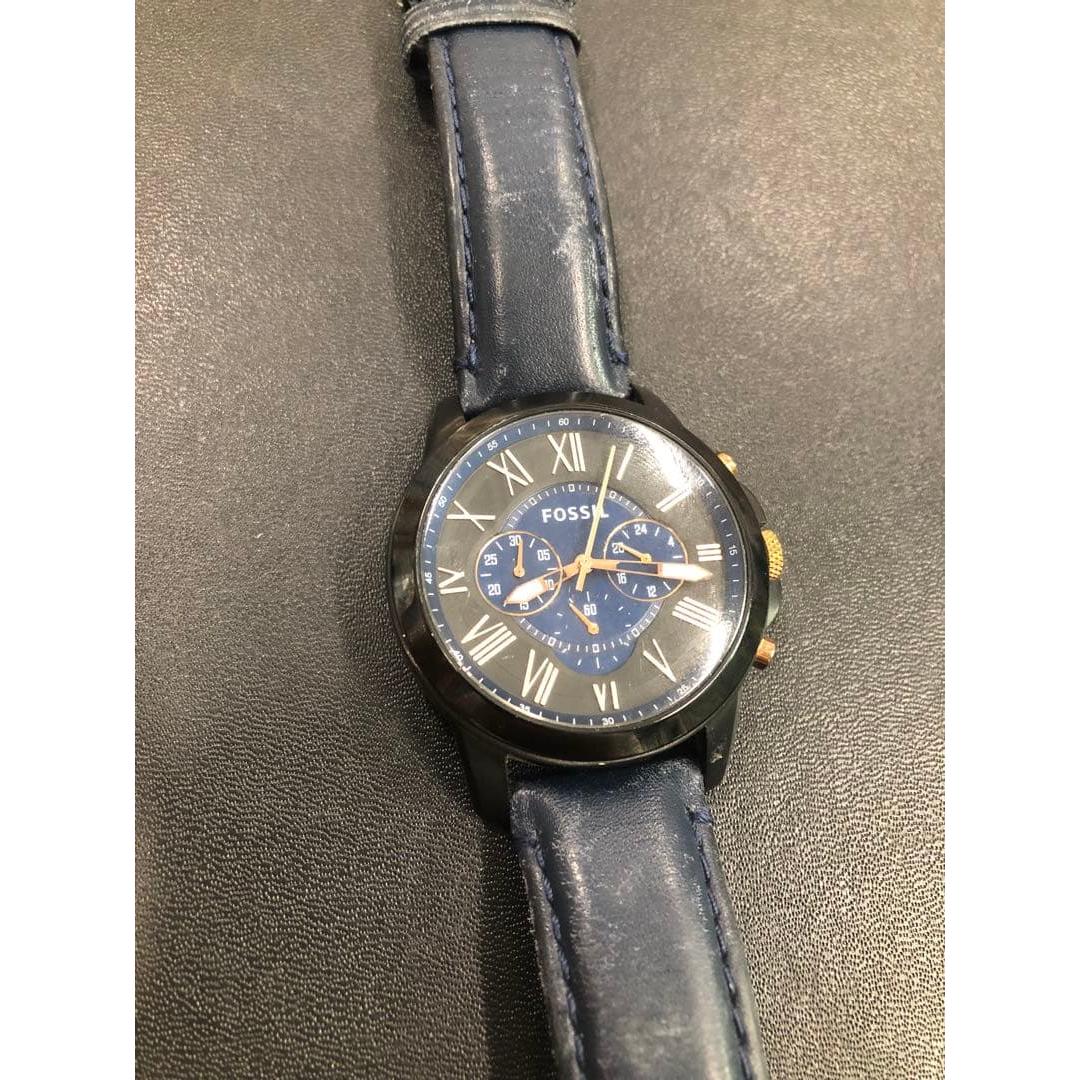 Used FOSSIL analog wristwatch chronograph navy blue