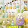 12/24Pcs Wooden Easter Rabbit Decorative Hanging Set 2D DIY Easter Rabbit Holiday Party Home Decoration Hanging Ornament