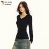 Woodpecker Women's V-Neck Slim Fit Long Sleeve T-shirt