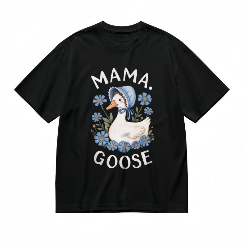 

Women s T-shirt With Cute Mama Goose Graphic Unisex Black 100% Cotton Tee USA XL