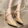 Fashion Women's Fashion Baotou Sandals Spring New Pointed Head Shallow Mouth One Word Buckle Anti-slip Wear-resistant Stiletto Heels