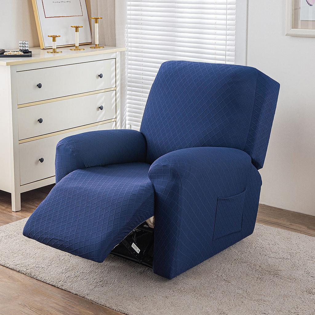Twill Grid Elastic Recliner Cover Single Sofa Cover All-Inclusive Rocking Chair Cover Protective Cover Thickened Leisure Chair Cover