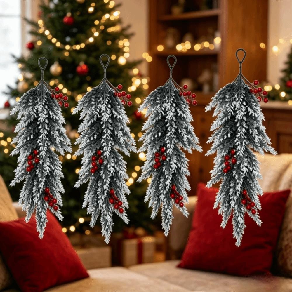 Poinsettia Berries Decor Christmas Wreath Plastic Christmas Wall Decorative Christmas Decor