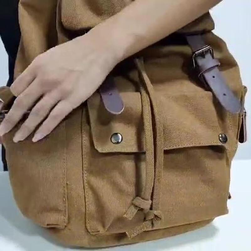 Li Shen Men's Retro Business Canvas Laptop Backpack