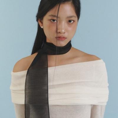 LOVE ME MONSTER Love Sheer Long Scarf_BK
