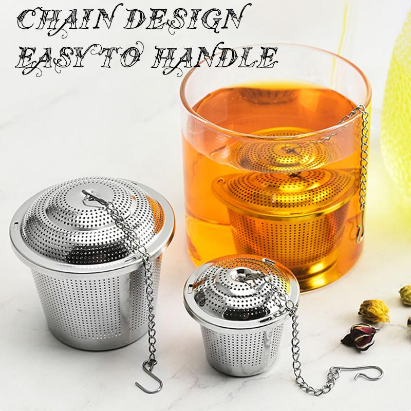 304 Stainless Steel Chain Tea Leaf Infuser Filter Hot Pot Brine Kitchen Soup Seasoning Ball Creative Mesh Herbal Spice Filter