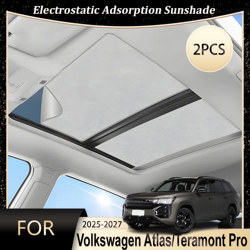 Roof Car Sun Shades For Volkswagen Atlas MK2 Teramont Pro 2025 2026 Electrostatic Adsorption Sunroof Sunshade Skylight Protect
