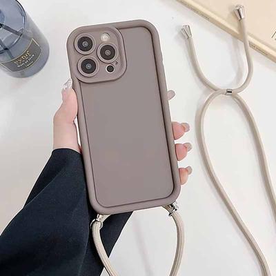 Étui de téléphone avec cordon tour de cou en silicone pour iPhone 17 Air 16 15 14 13 12 Pro Max 17 16 Pro 11 Housse de téléphone souple antichoc