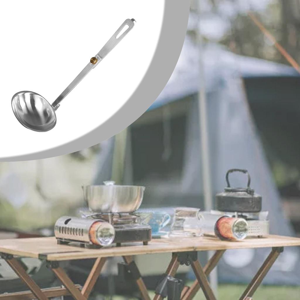 Camping Folding Spoon Outdoor Picnic 304 Stainless Steel Dinnerware Foldable Handle Soup Spoon Camping Tableware