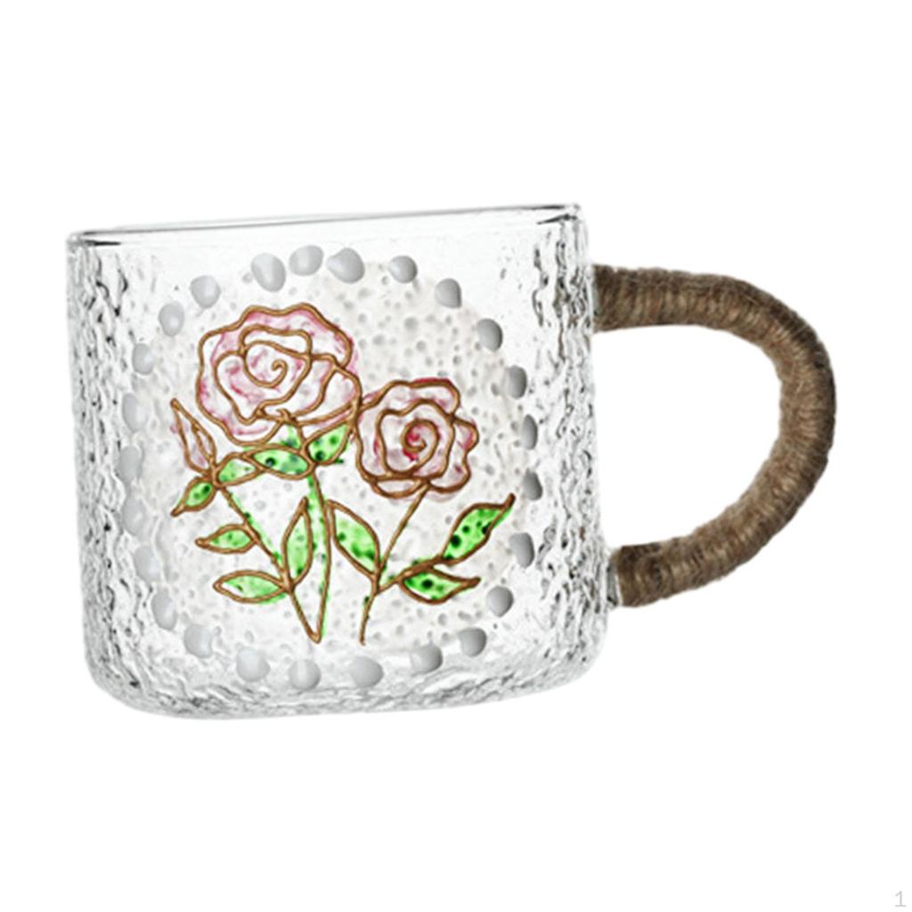 Glass Cup Kettle Craft Glassware Flower Design Drink Drinkware for Household Accessories