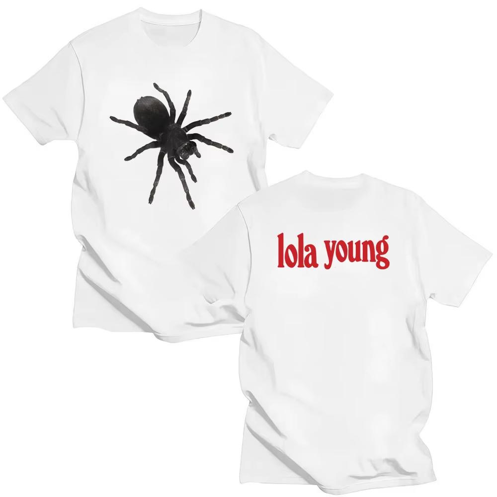 

High Quality Tops Lola Young Spiders T Shrit Fashion Short Sleeve Shirt Hip Hop Men Women Aesthetic Oversized Crewneck Tees S