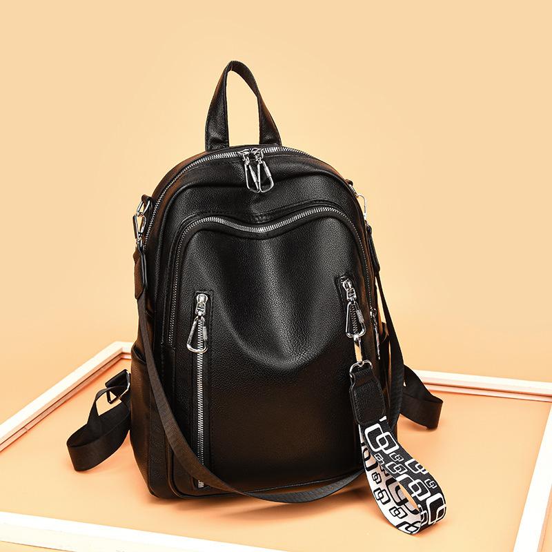 2025 new Korean version fashion trend retro large capacity soft leather backpack outdoor travel backpack women's bag
