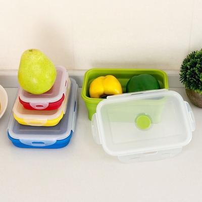 Dinner Box 4 Sets Folding Fresh Food Box Outdoor When The Box Silicone Folding Lunch Box