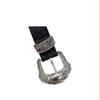 Trendy Unisex Retro Black Patterned Leather Belt