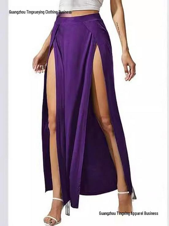 Elegant Women's Irregular Evening Gown - Solid Color Long Dress