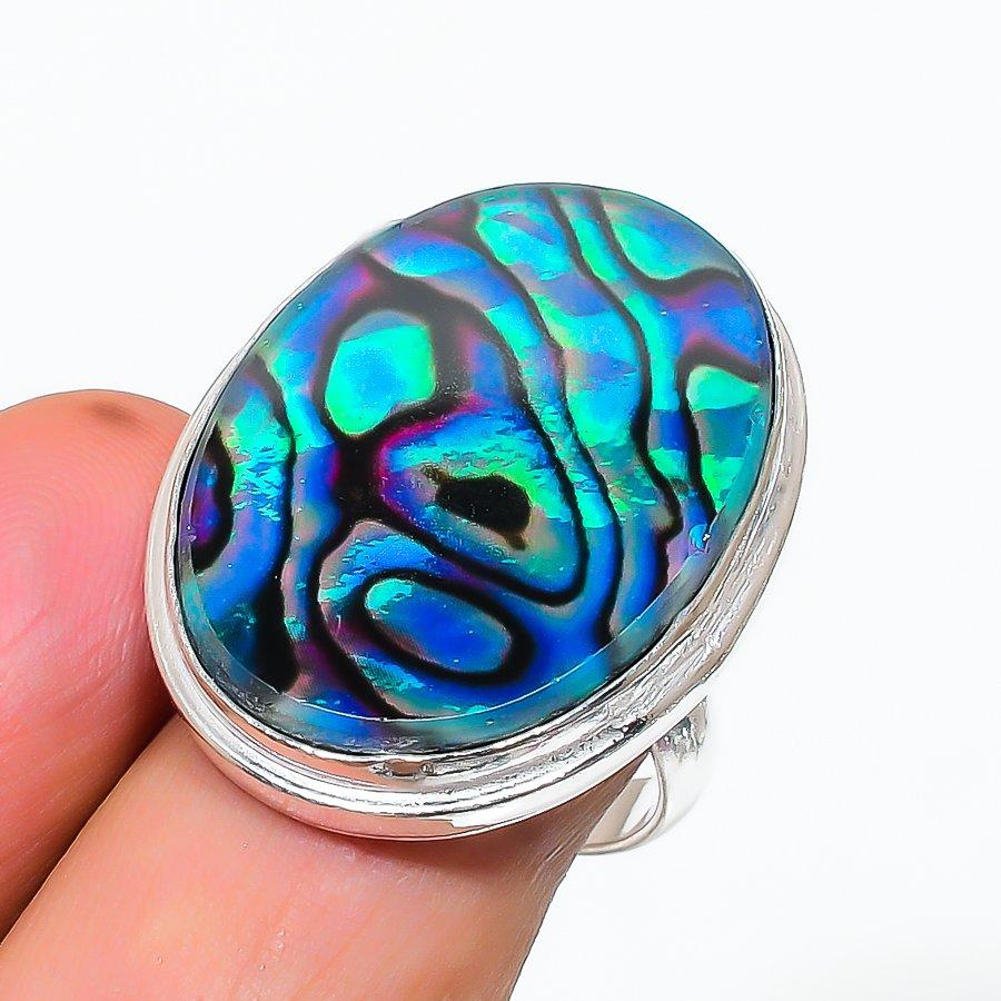 Abalone Shell Gemstone Handmade 925 Sterling Silver Jewelry Ring Size 8 AR-19932
