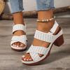 Fashion Fashion White Thick High Heels Sandals Women Hollow Out Cross Band Platform Sandals Woman Summer 2025 Casual Outdoor Beach Shoes