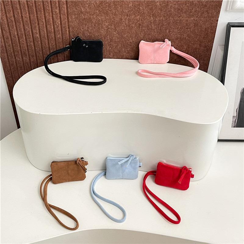 Neck-hanging Mini Bag, Personalized Fashionable Solid Color Lipstick Change Bag, Autumn Women's Shoulder Suede Bag, Small Square Bag.