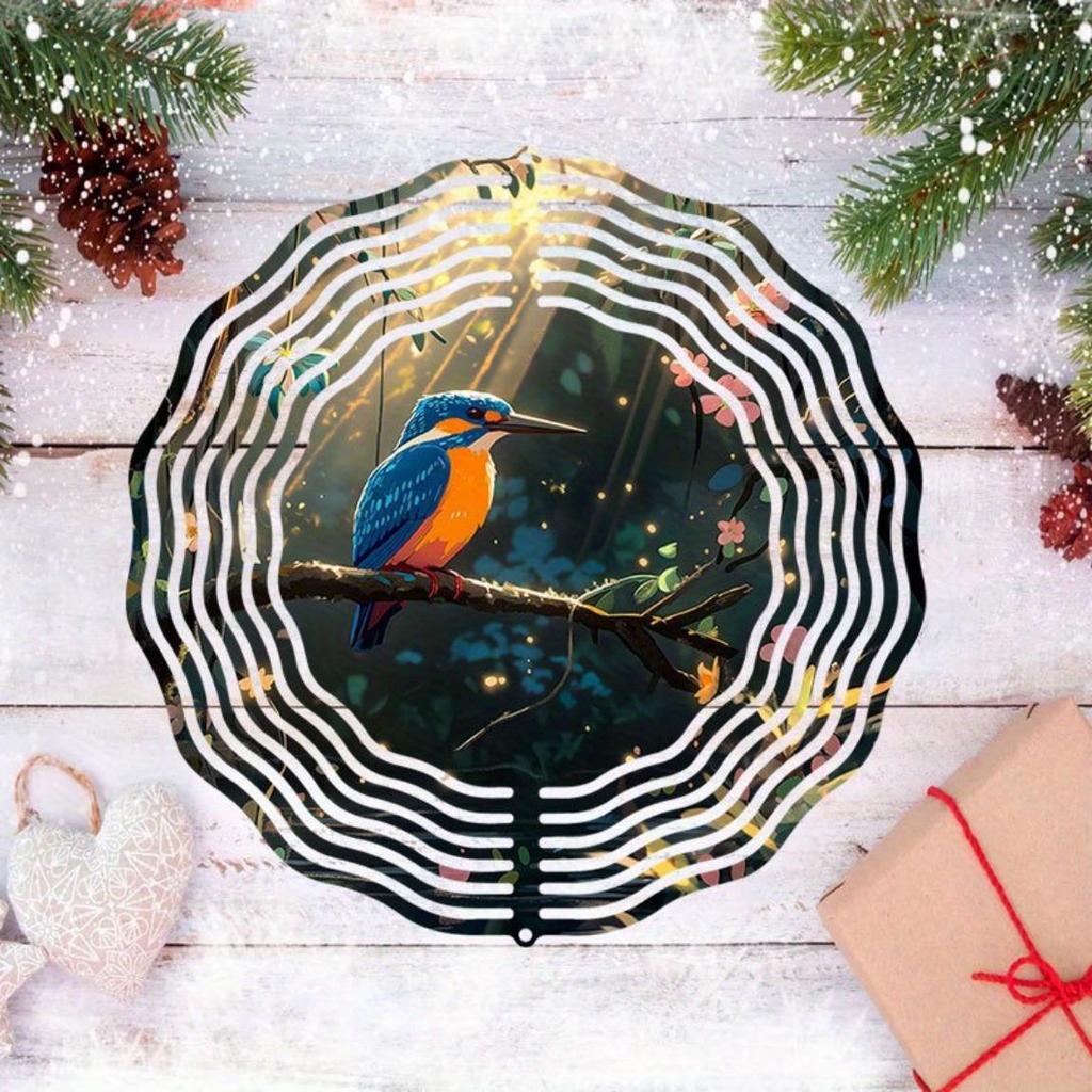 Blue Bird 2D Metal Wind Chime - Handcrafted Outdoor Garden Decor with Soothing Melodies, Vibrant Bird Design for Patio