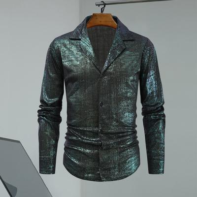 Club Performance Shirt Reverskraag Enkelrijig Glanzend Oppervlak Trek Aandacht Feest Nachtclub