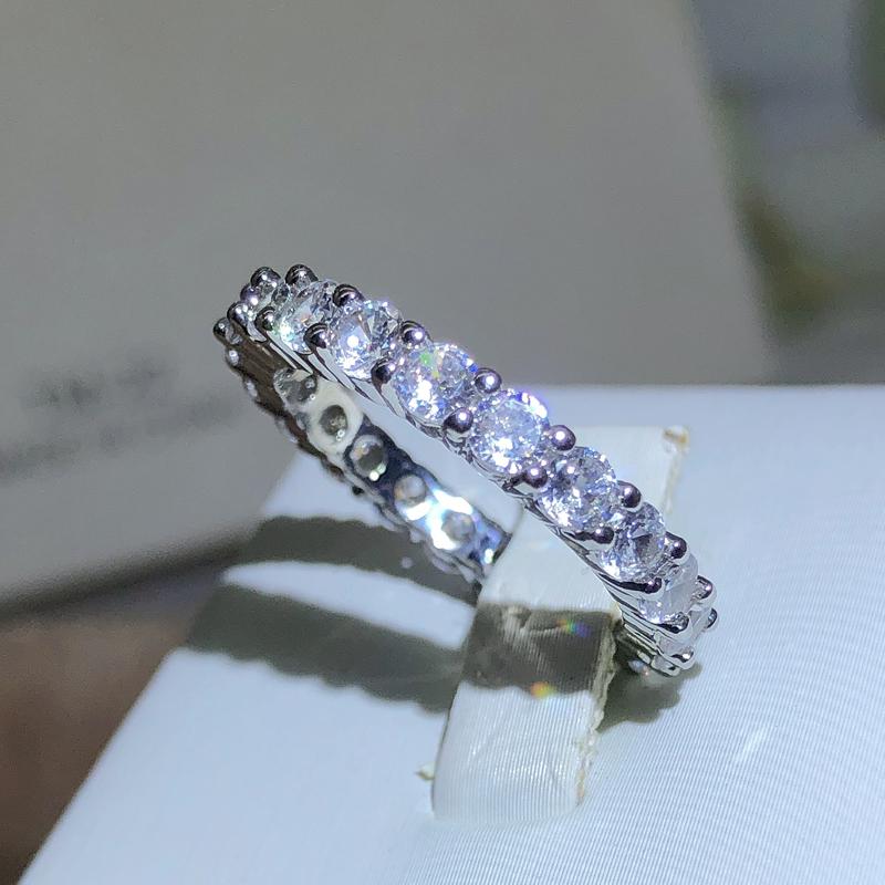 

Новое модное кольцо с одинарным рядом бриллиантов в крапановой закрепке для женщин, клеймо, блеск, круглый цирконий, украшение для вечеринки, свадьбы, подарок 10