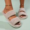 Damen Offene Zehen Plüsch Schwangerschafts Hausschuhe, Dicke Sohle Warme Indoor Outdoor Baumwollschuhe für Alle Jahreszeiten Herbst Winter