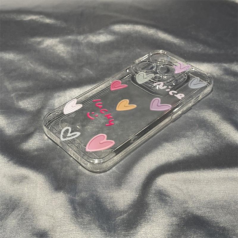 Simple Color Love Is Suitable for iPhone17promax Space Phone Case Apple 16 Transparent 14/15 Niche