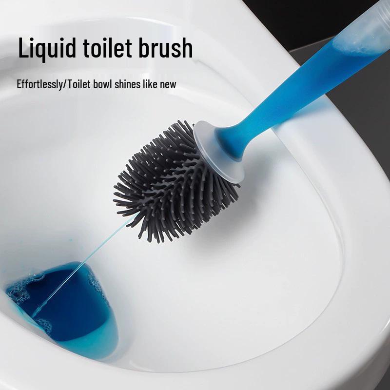 Silicone Toilet Brush with Spray Water and Soft Bristles for No Dead Corners