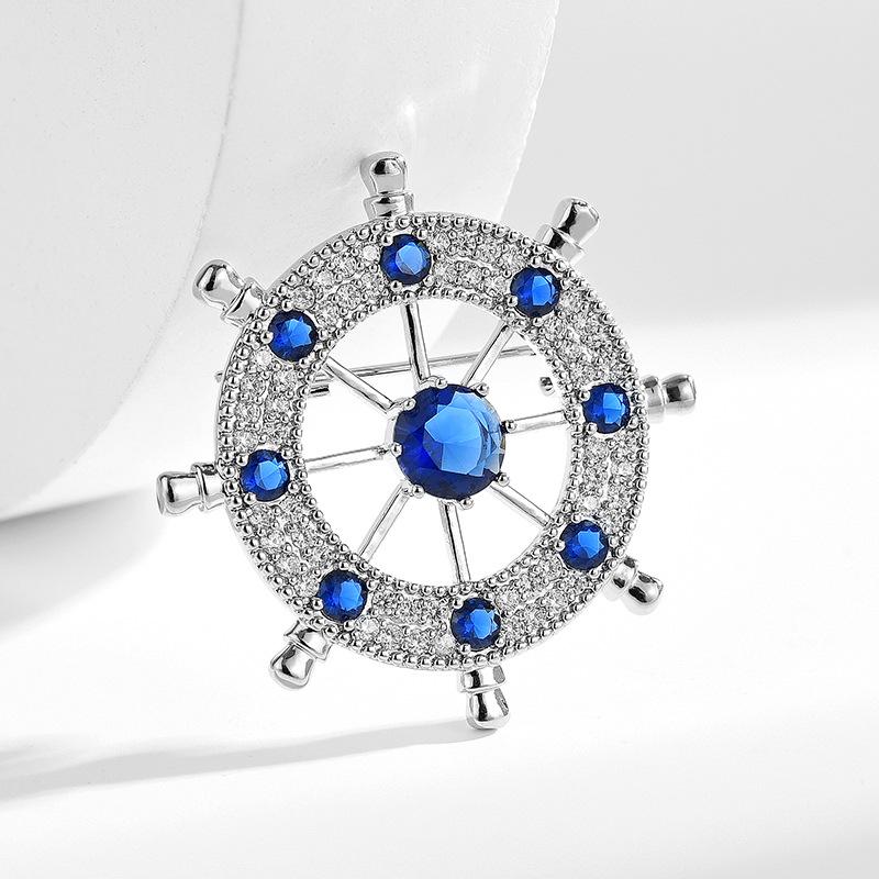 Simple Atmosphere Men'S Rudder Brooch Slightly Inlaid Zircon Coat Suit Accessories Fashion Accessories