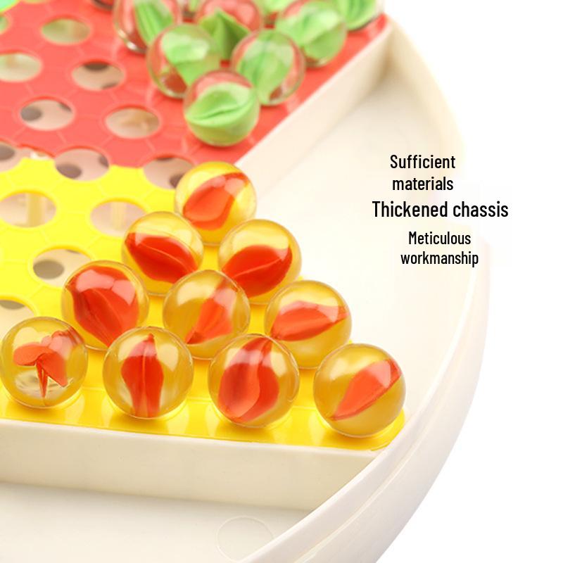 Classic Checkers & Marbles Set: Large Glass & Plastic Pieces for Adults & Kids, Old-Fashioned Flying Chess, Educational Fun.