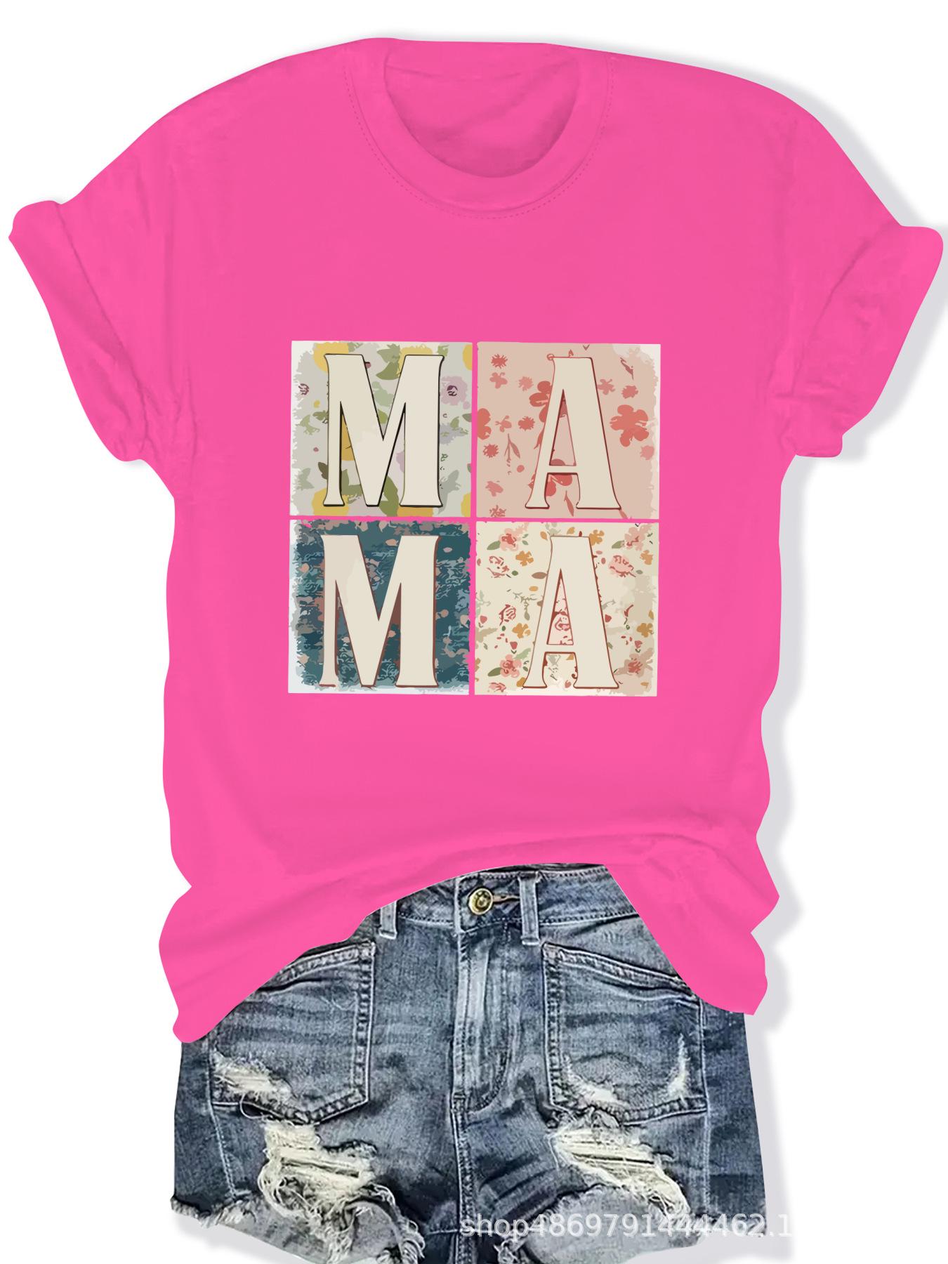 

Women s Cross-Border Fashion Round Neck T-Shirt Large розы красного