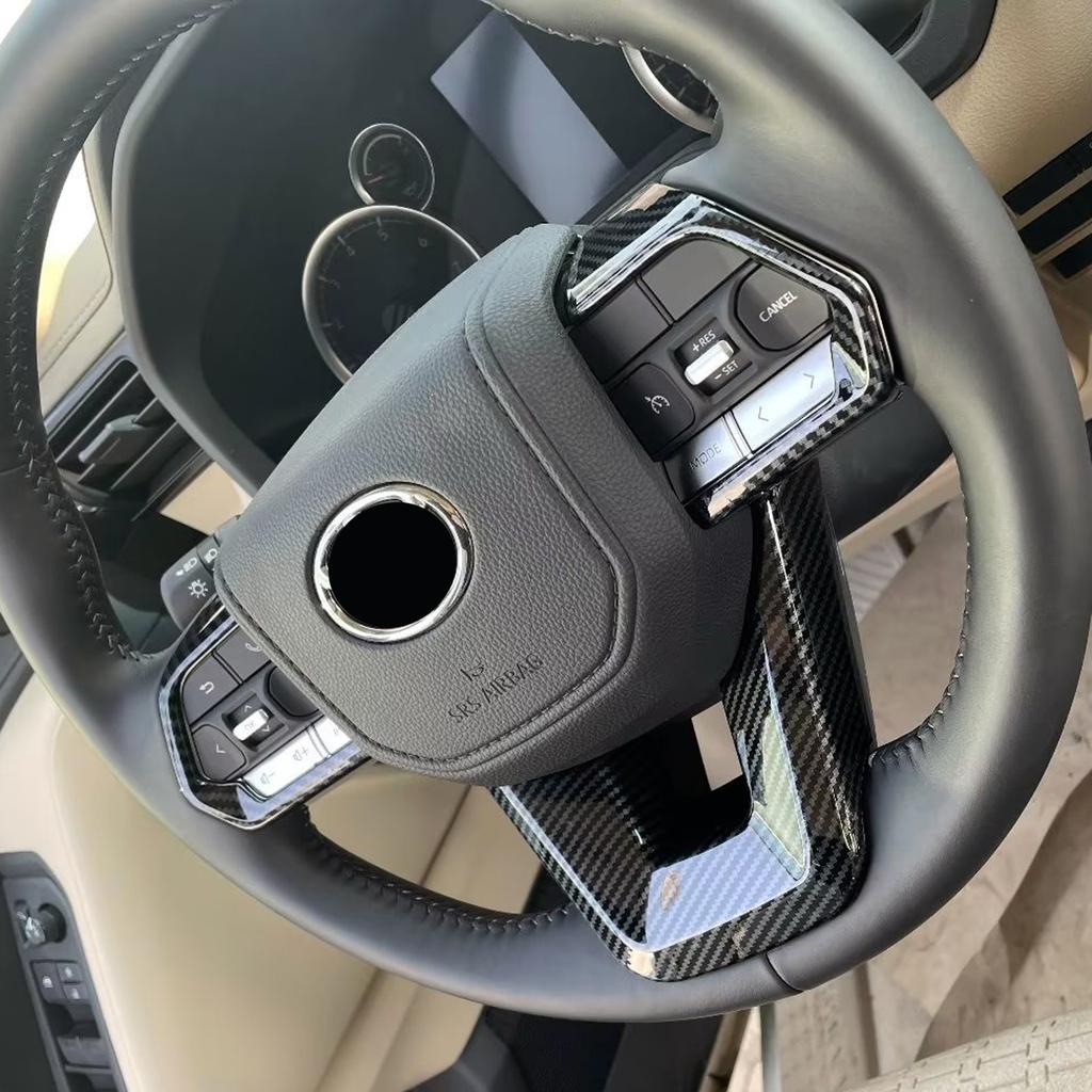 Car Accessories For Toyota Land Cruiser 300 J300 LC300 2022 2023 Carbon Fiber Grain Steering Wheel Decoration Trim 3pcs