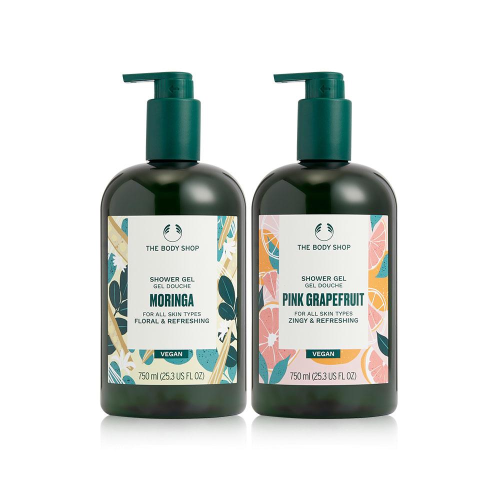 [The Body Shop] thebodyshop Moringa + Pink Grapefruit Large Capacity Shower Gel Body Wash 750ML Duo Set