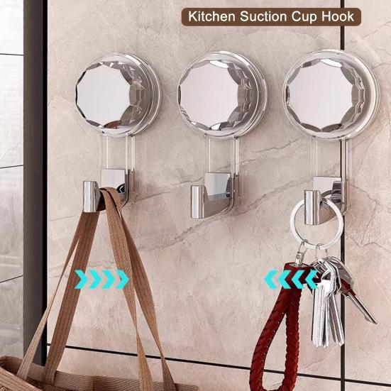 Rotating Suction Cup Hook with Vacuum Lock Heavy-Duty No-Drill Adhesive Hook for Bathroom Kitchen Door Removable Reusable Space-Saving Organizer for