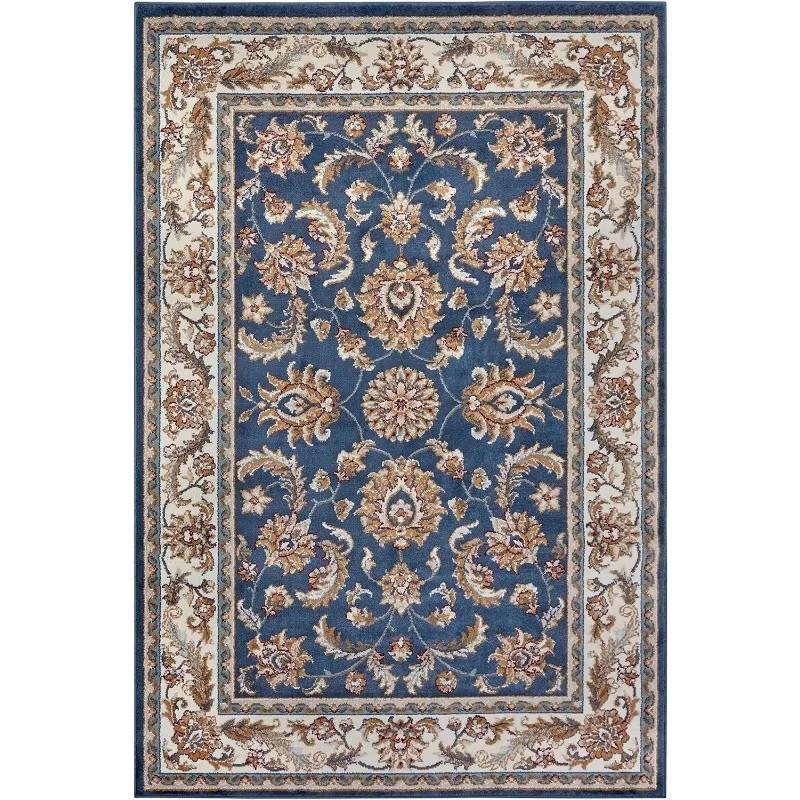 Oriental Classic Rug Floral Motifs Bedroom Dining Room Living Room Hallway Balcony Entrance Carpet Non-slip Cream Blue Mat Decor
