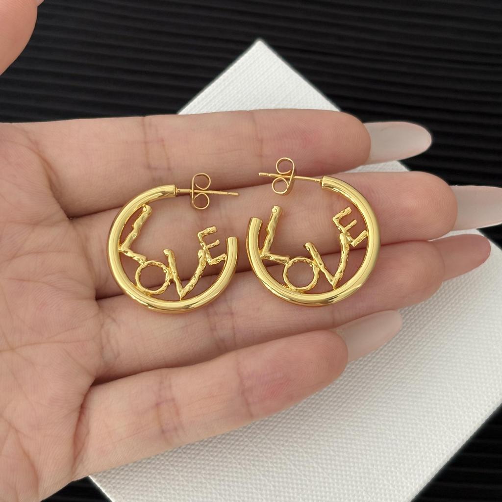 French American LOVE Letter Round Earrings: Elegant & Versatile High-End Fashion