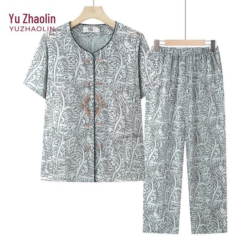 Yuzhaolin Elderly Women s Summer Short Sleeve Loose Suit 3XL