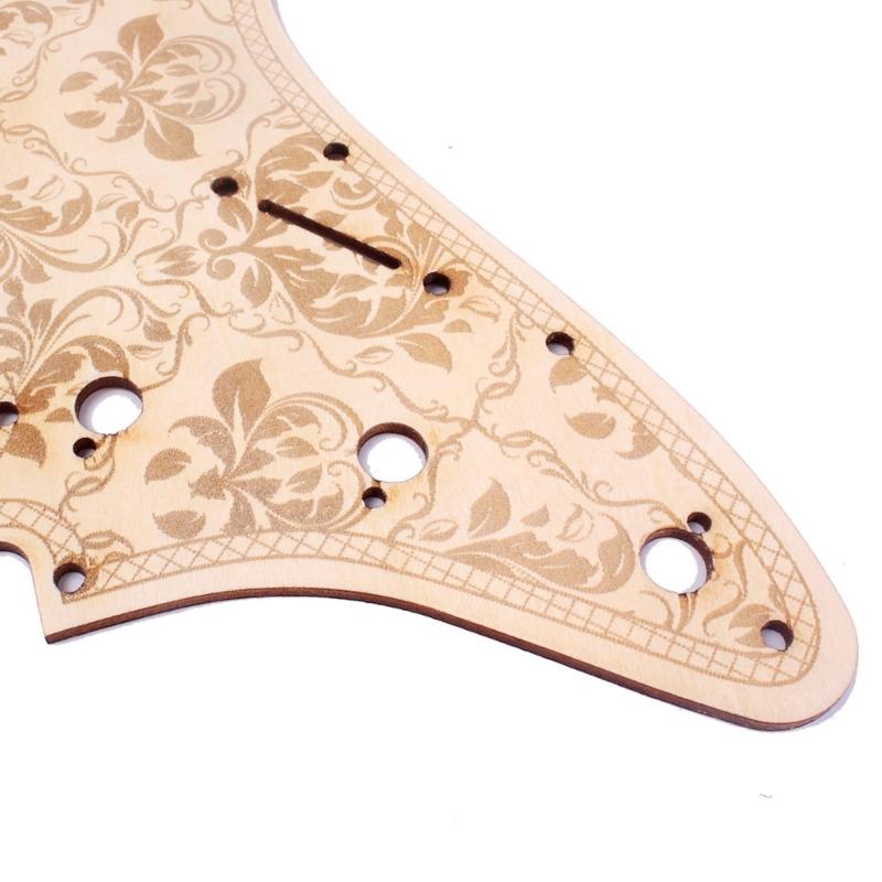 11 otvorů Elektrická kytara Pickguard Náhradní Květinový vzor Poškrábaná deska Javorové dřevo Kytarový Pickguard Snadná instalace