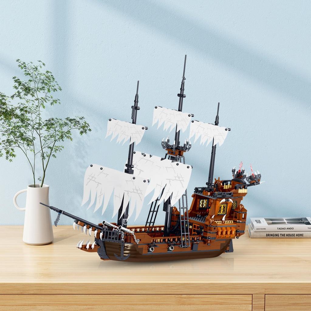 Hallisun Pirate Ship Building Blocks Large Ship Pirate Building Compatible Size Birthday Gift for Adults and Boys and Ages 1182 Pieces Set, Model,