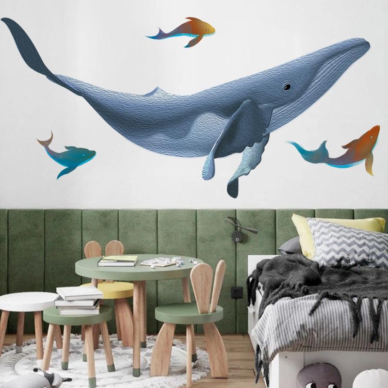 Tiefsee Wal Wandaufkleber, Abnehmbare Selbstklebende Decals für Jungenzimmer Kinder Spielzimmer Ozean Thema Dekor