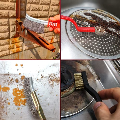 TXCAOT 6-Piece Wire Brush Set, Rust Removal Brush, Stainless Steel Brush, Cleaning Brush, Polishing Work, Metal Tools, Rust Removal, Cleaning