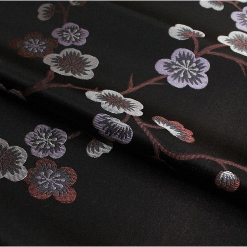 Chinese Wintersweet Flowers Embroidered Jacquard Silk Brocade Fabric Cheongsam Clothes Dress Jacket DIY Sewing Materials 100x75cm