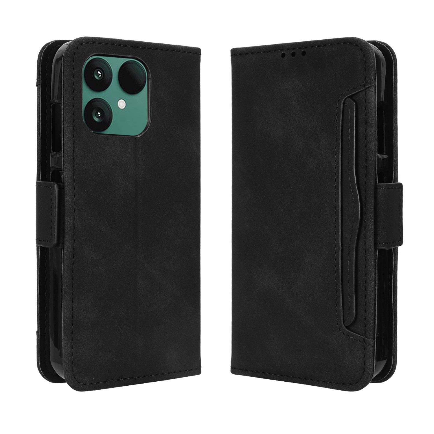 

For Fairphone 6 Leather Case Phone Wallet Cover with Multiple Card Slots Black