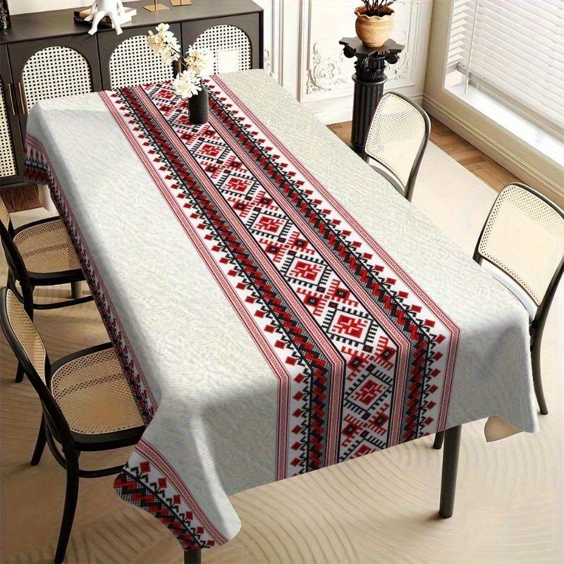 Nappe Étanche à Motif Géométrique Élégant pour Décoration de Table Sud-Ouest Aztec Cuisine Table à Manger Nappe Décoration de Fête de Fête 100x160cm