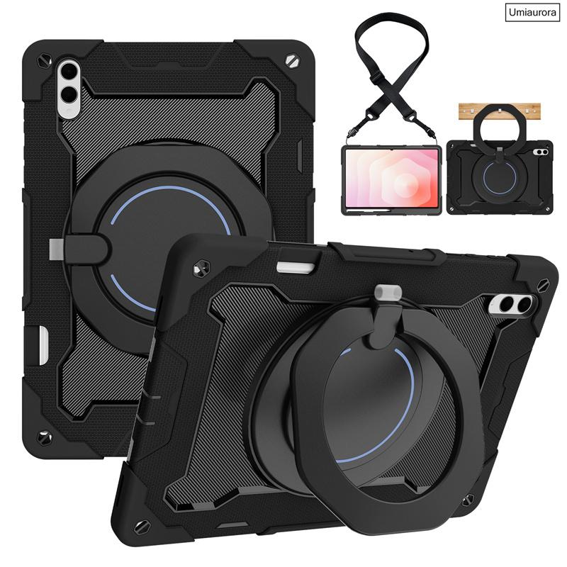 

For Samsung Tab S11 11 Inch SM-X730 X736 S11 Ultra 14.6 X930 Pull Ring Stand Shoulder Strap Tablet Case Shockproof Rugged Funda Tab S11 (11 inch) чорний