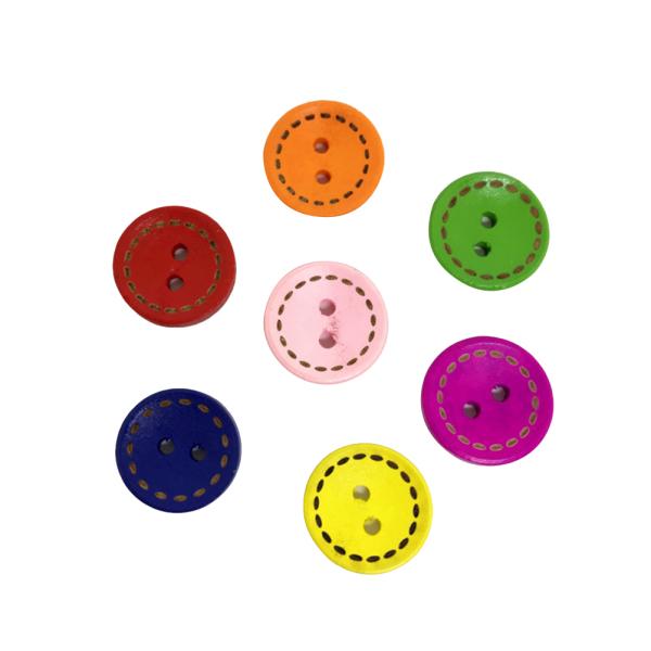 100pcs Boutons En Bois Couleurs Peintes Rond Bricolage Couture L/'artisanat