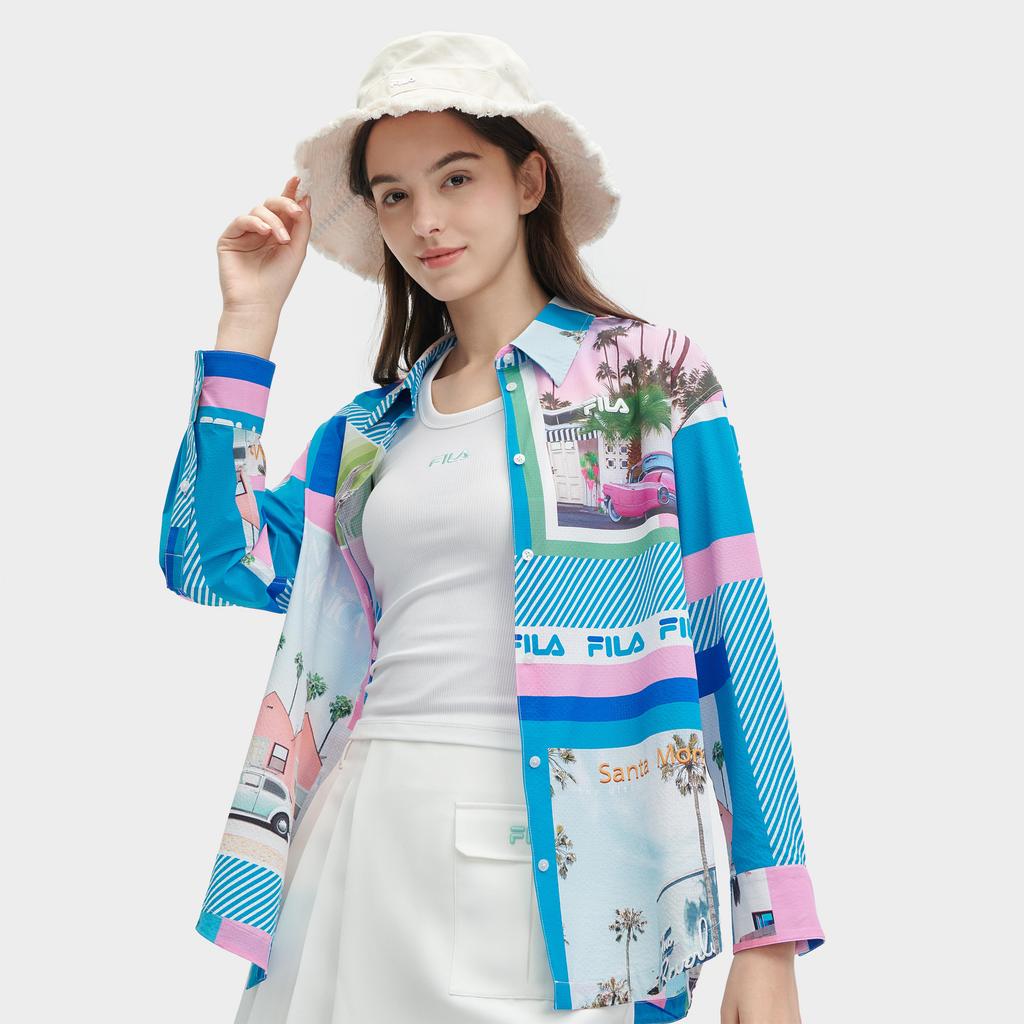 New FILA SS24 Shirt Women's All Over Print F11W428402FZA