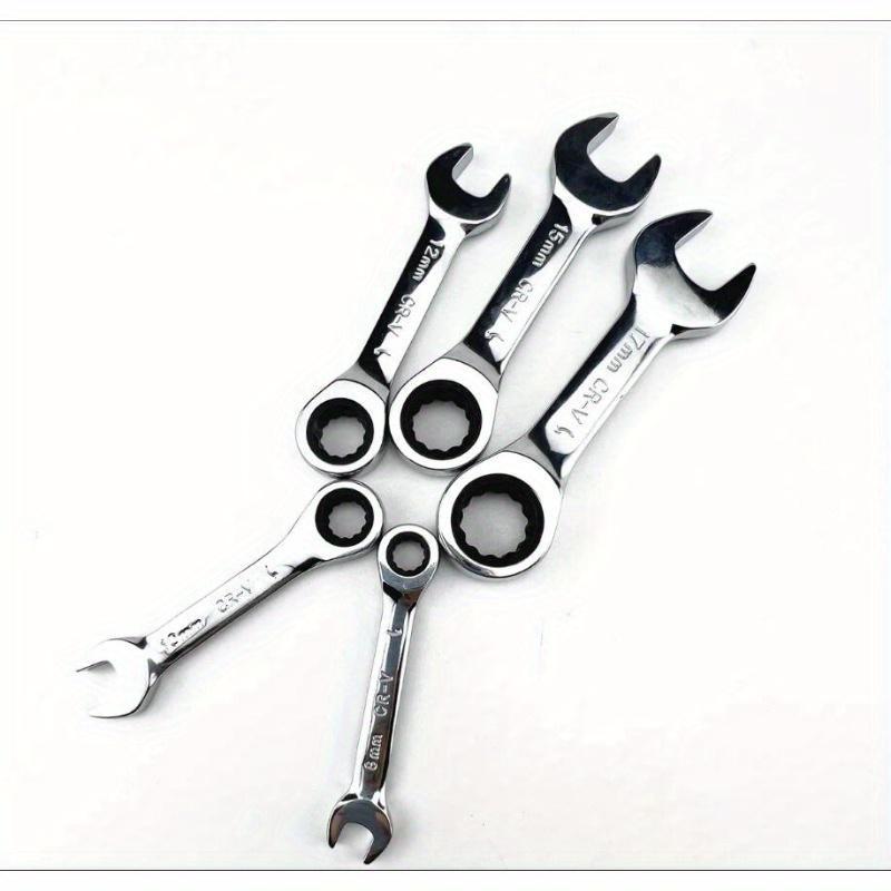 Short Handle Adjustable Head Ratchet Wrench Mini Fast Ratchet Wrench Labor-saving Auto Repair Hardware Dual-purpose Wrench Tool