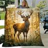 1pc. Majestic Deer Forest Scene Blanket - Perfect for Home, Office, Outdoor Use, Gift Idea, Suitable for All Seasonsz041727