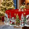 Christmas Rectangle/Round Tablecloth, Christmas Themed Tablecloth, Winter Yeti Red Waterproof Washable Tablecloth